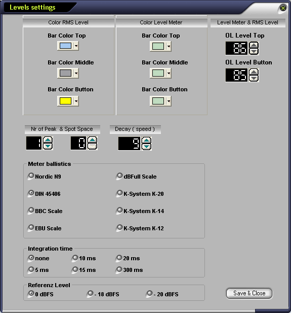 Integration time Displays always dBFS